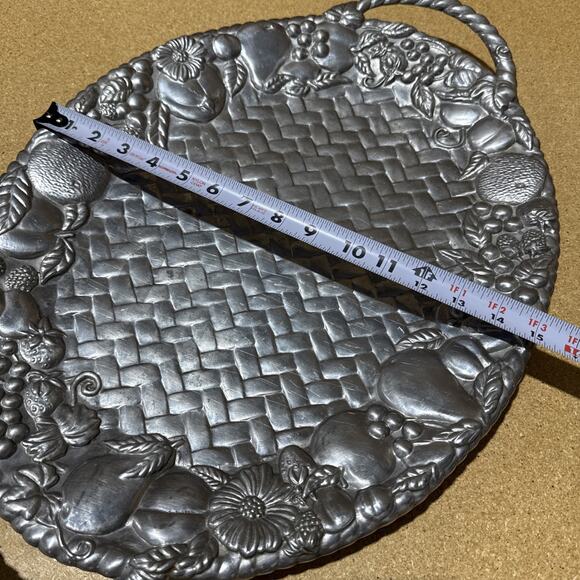 Vintage Lenox Fruit Basket Motif Oval Serving Display Tray Metal - Handles 22x15 - Picture 8 of 9